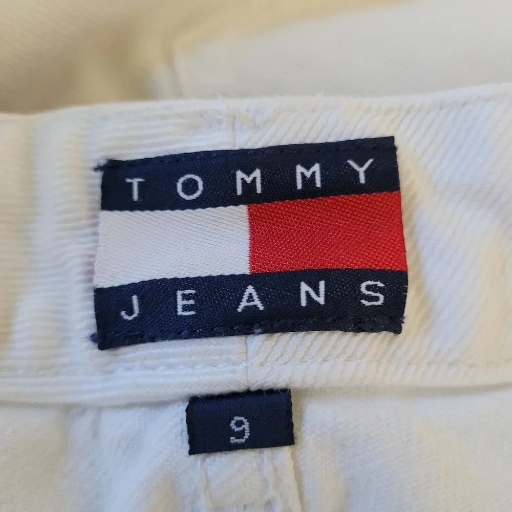 Tommy Hilfiger RARE Vintage 90's White Straight Jeans with Fringe Size Junior 9